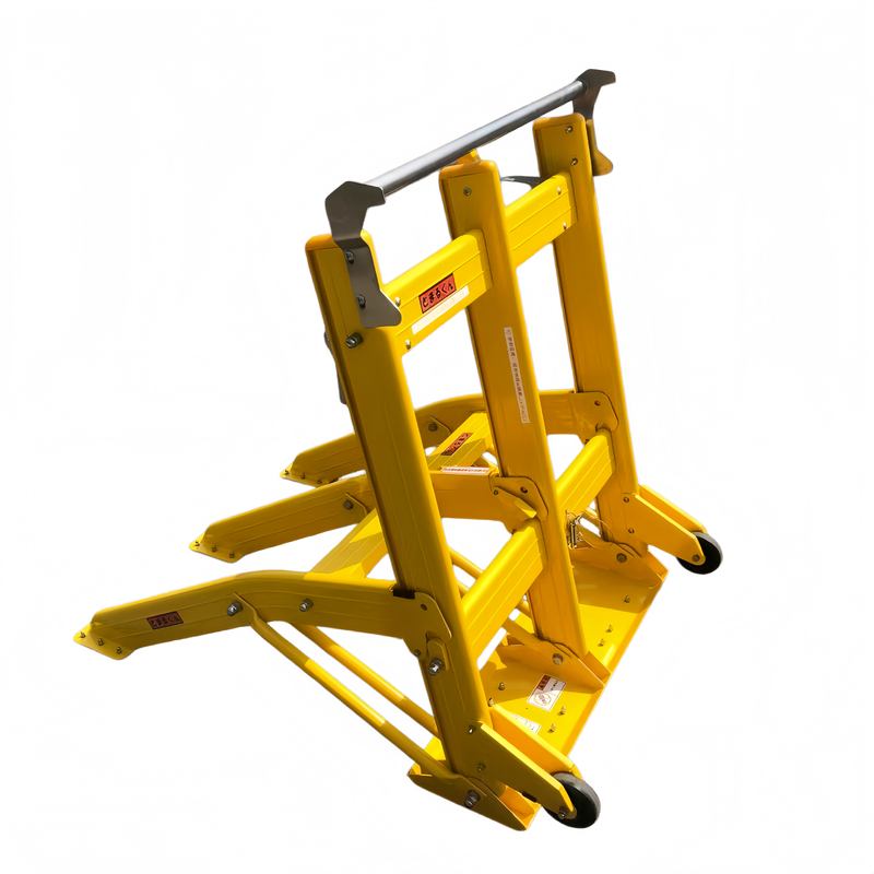 Barrera de seguridad para vehículos ligera de 25 kg con distancia de frenado de 8,7 m y diseño plegable para protección de zonas de trabajo
